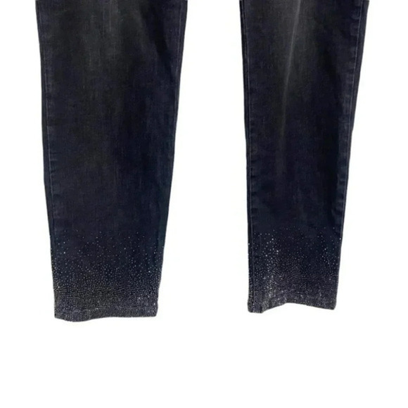 Soft Surroundings TXL Black distressed pull on jean with glitter hems - Picture 3 of 8